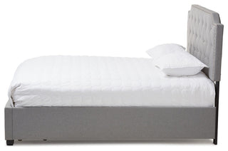 Modern and Contemporary Gray Fabric Upholstered Storage Bed, Queen