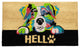 Ivory and Black "Hello" Multicolor Dog Outdoor Coir Doormat 18" x 30"