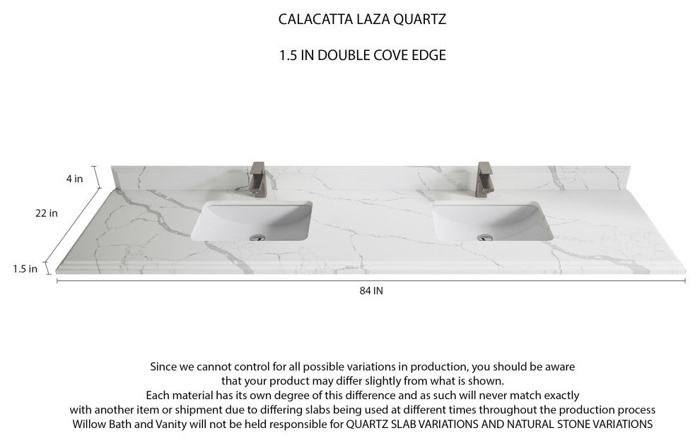Fenway 84 Double Sink Bath Vanity in Pewter Green 1.5" Calacatta Laza
