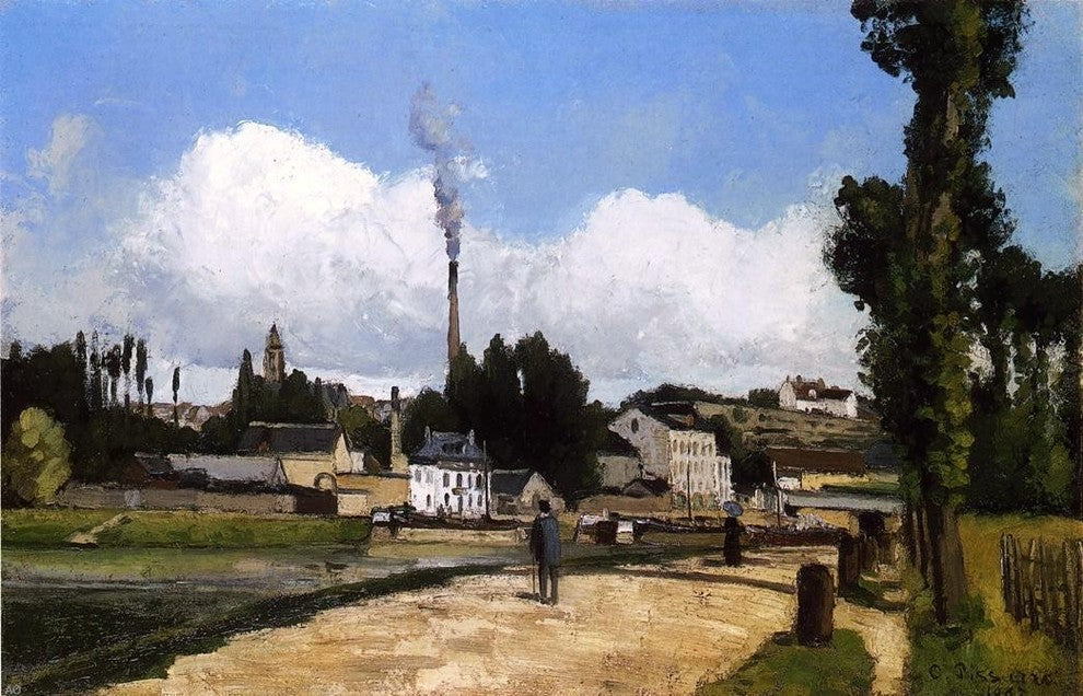 Camille Pissarro Landscape with Factory - 18" x 27" Premium Canvas Print