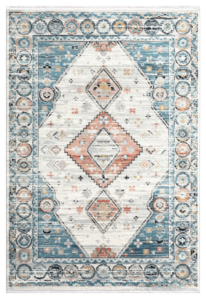 Abani Rugs Azure AZR170B Vintage Blue Ivory Diamond Area Rug