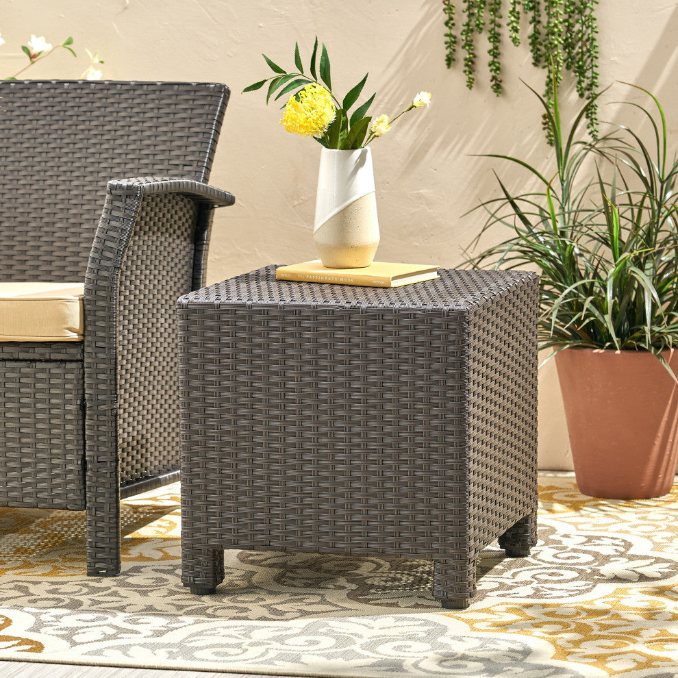 GDF Studio Puerta Outdoor Wicker Accent Side Table