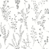 Black & White Wildflower Sprigs Peel & Stick Wallpaper