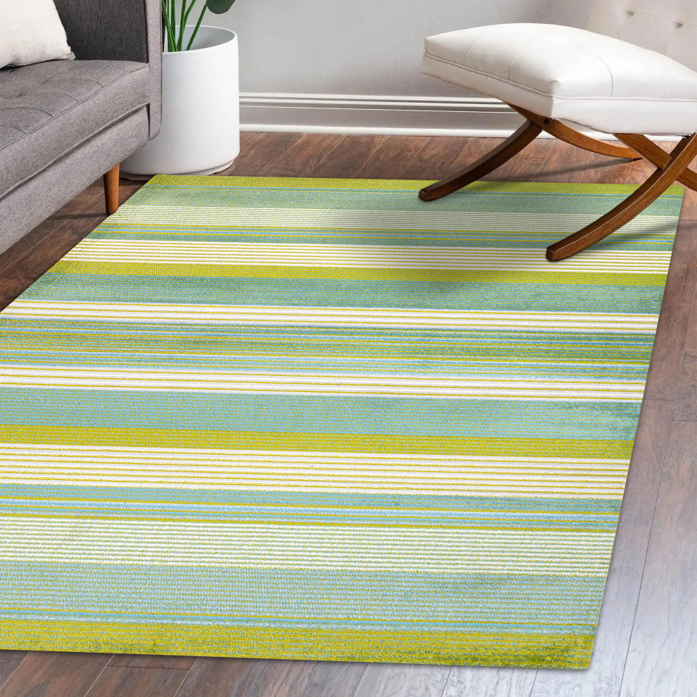 Duxbury Gradient Ticking Striped Green/Blue 8'x10' Area Rug