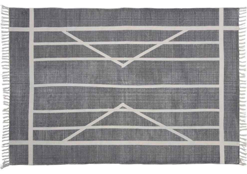 4' X 6' Gray Dhurrie Area Rug