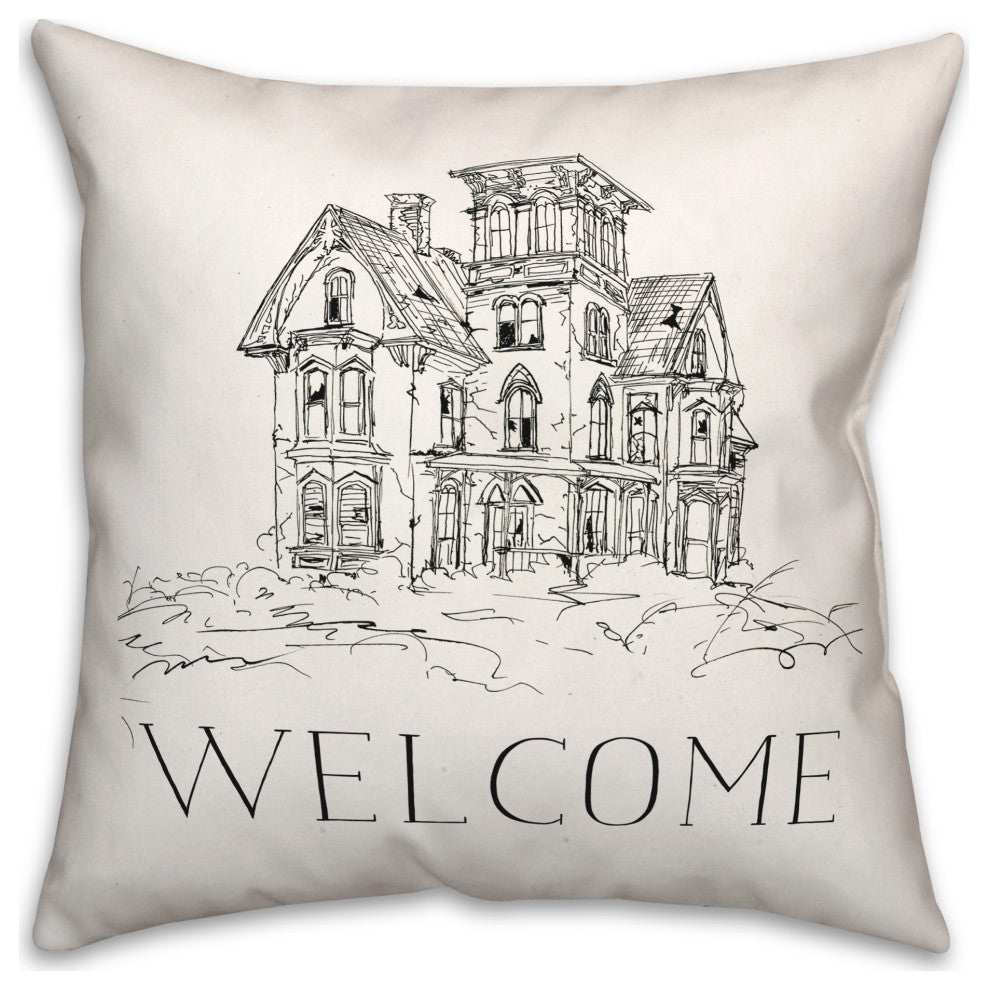 Drawn Haunted  16x16 Throw Pillow