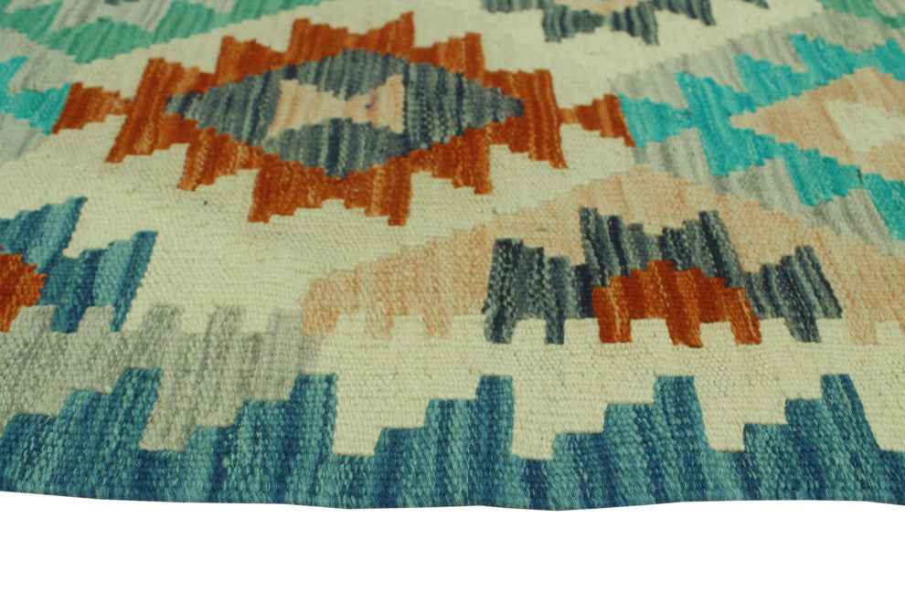 Sun Faded Kilim Mahabbat Blue/Rust Runner, 2'7x7'10