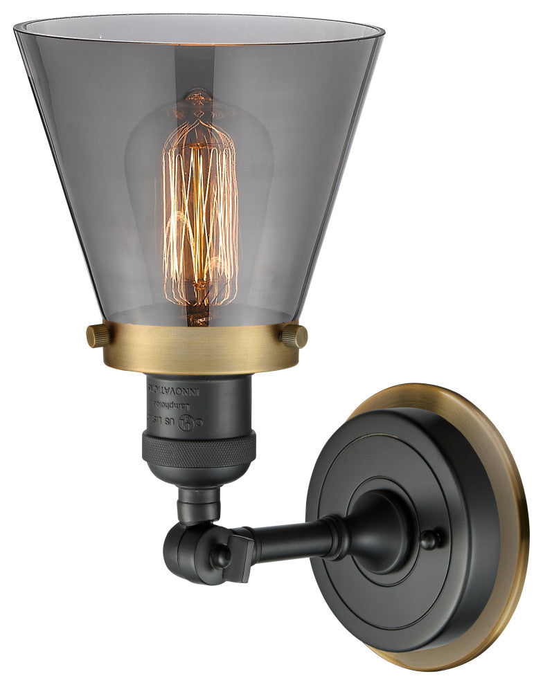 INNOVATIONS LIGHTING 203BK-BPBB-HRBB-G63 Small Cone 1 Light Mixed Metals Sconce