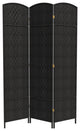 7' Tall Diamond Weave Room Divider, Black, 3 Panels