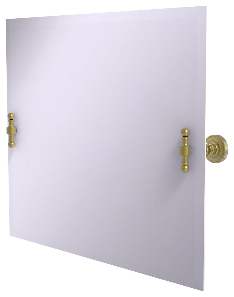 Frameless Landscape Beveled Edge Tilt Mirror, Satin Brass