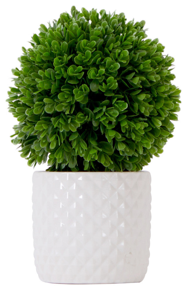 10in. Artificial Boxwood Topiary Plant with Decorative Planter