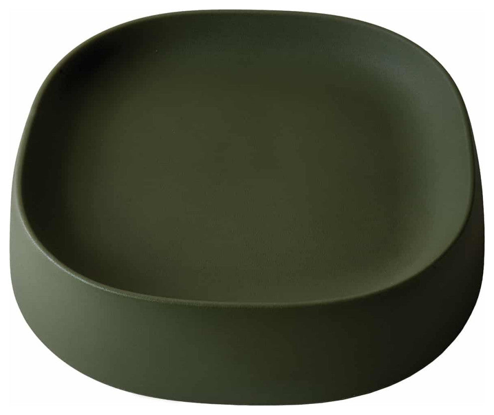 Pebble  Modern Plant Caddy with Hidden Wheels, Olive, Small