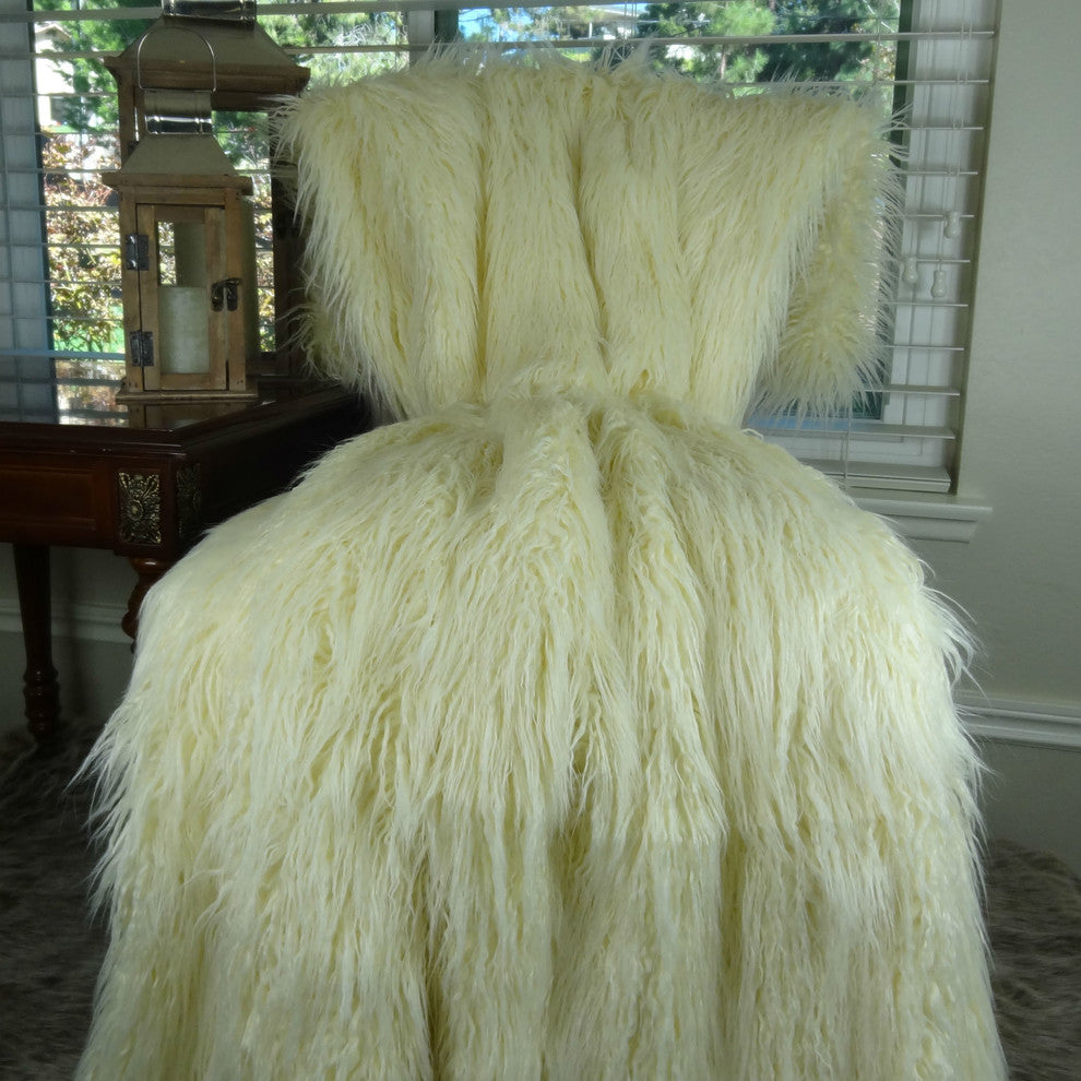 Plutus Mongolian Fur Handmade Throw, 60"x96"