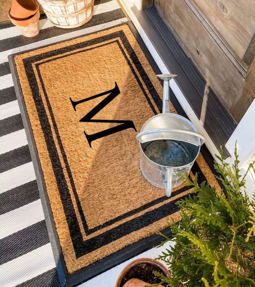 A1HC Markham Border Flocked Extra Large Monogrammed Doormat, 30"X48", M