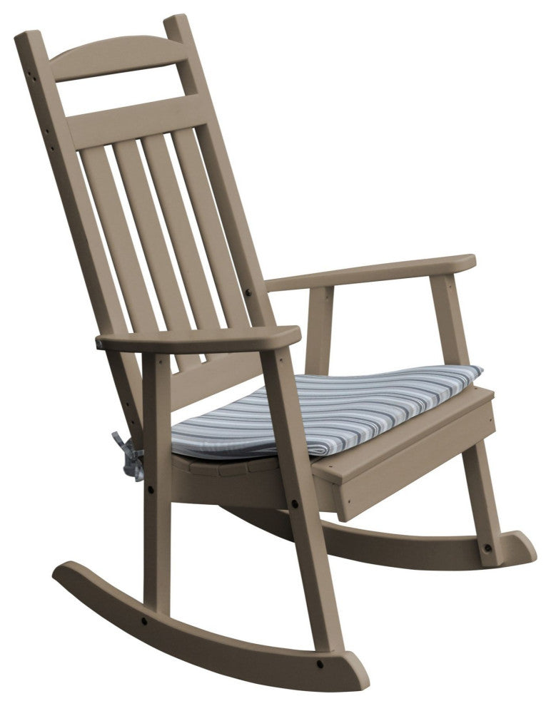 Poly Porch Rocker, Weathered Wood, Single Color