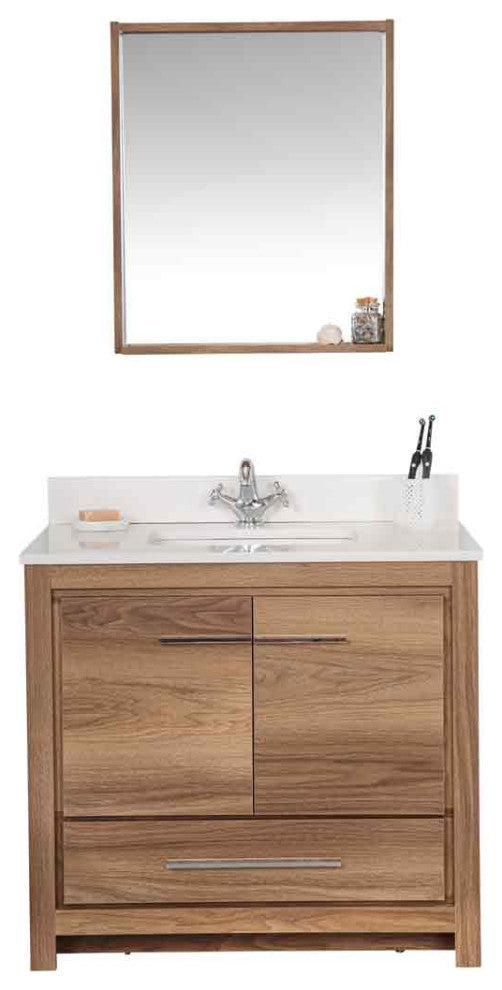 Mila Collection 36" Bathroom Vanity With Sink, Mirror, Countertop, Dark Blue