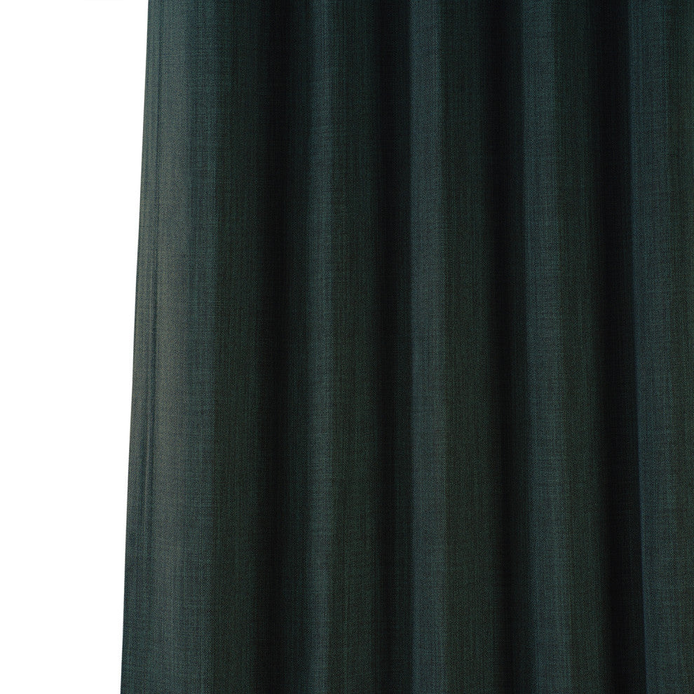 Faux Linen Darkening Curtain Single Panel, Focal Green, 50"x96"