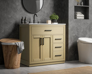 Home Living 36" Single Bathroom Vanity, Honey Brown