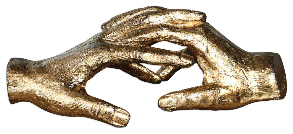 Uttermost Hold My Hand Contemporary Iron Sculpture in Gold Finish