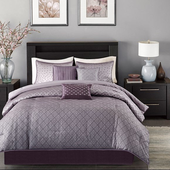 Madison Park Biloxi 7 Piece Comforter Set, Purple