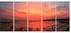 "Outstanding Panorama of Sunset in Sea" Seascape Art Canvas, 5 Panels, 60"x28"