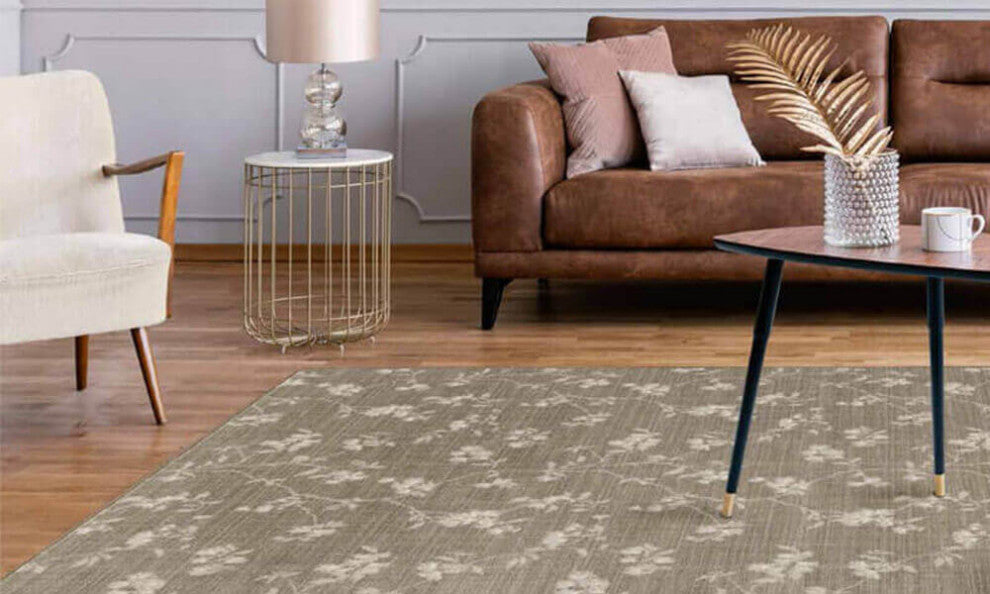 Floral Pattern 3/8 Thick Indoor Area Rug Carpet, Lambswool, 4x8