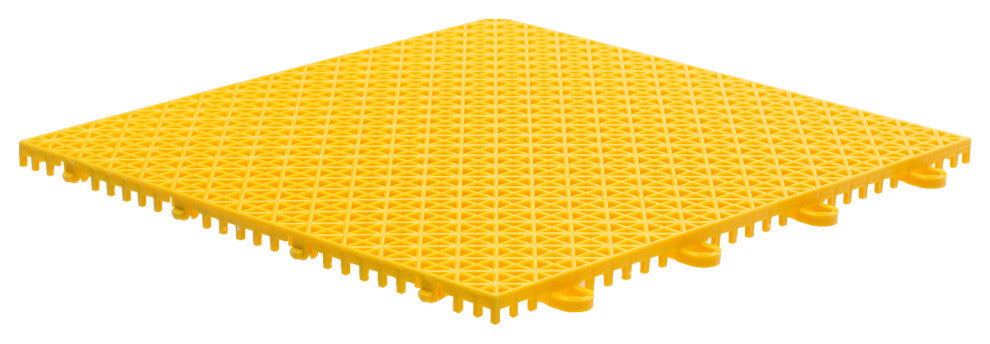 Quix 12" x 12" Interlocking Floor Tiles, 9 Pack, Bright Yellow