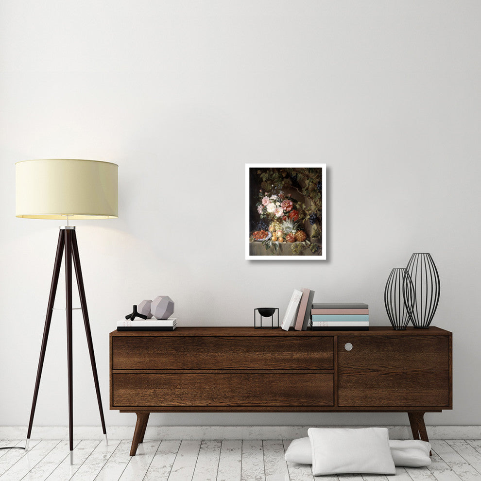 "Still Life with a Basket of Flowers" Paper Print by Antonie Rietveld, 20"x24"