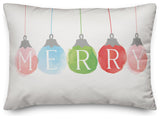 Merry Colorful Ornaments 14"x20" Throw Pillow Cover