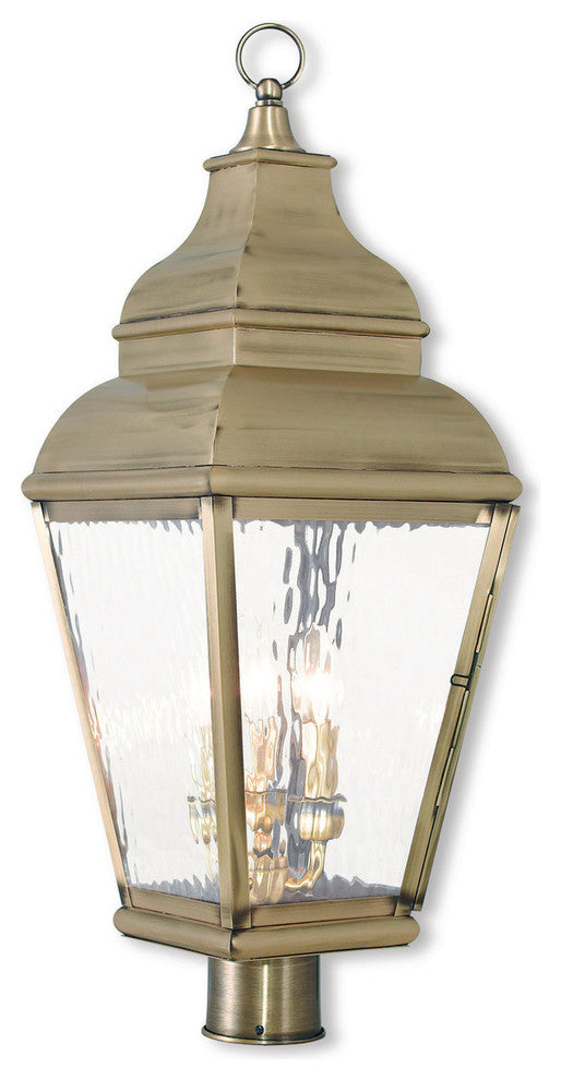 Exeter Post-Top Lantern, Antique Brass