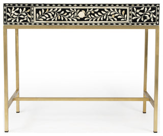 Perilla Black and White Bone Inlay Writing Desk, 5529318