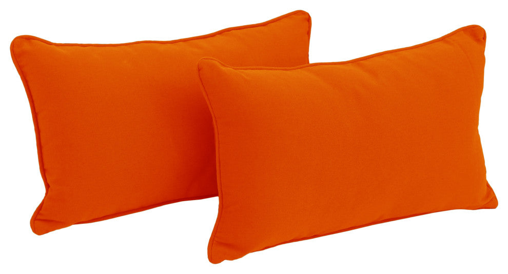 20"X12" Double-Corded Solid Twill Back Support Pillows Set of 2, Tangerine Dream