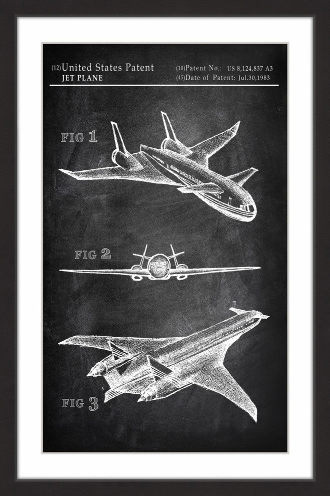 "Airplane Design Plans" Framed Painting Print, 12"x18"