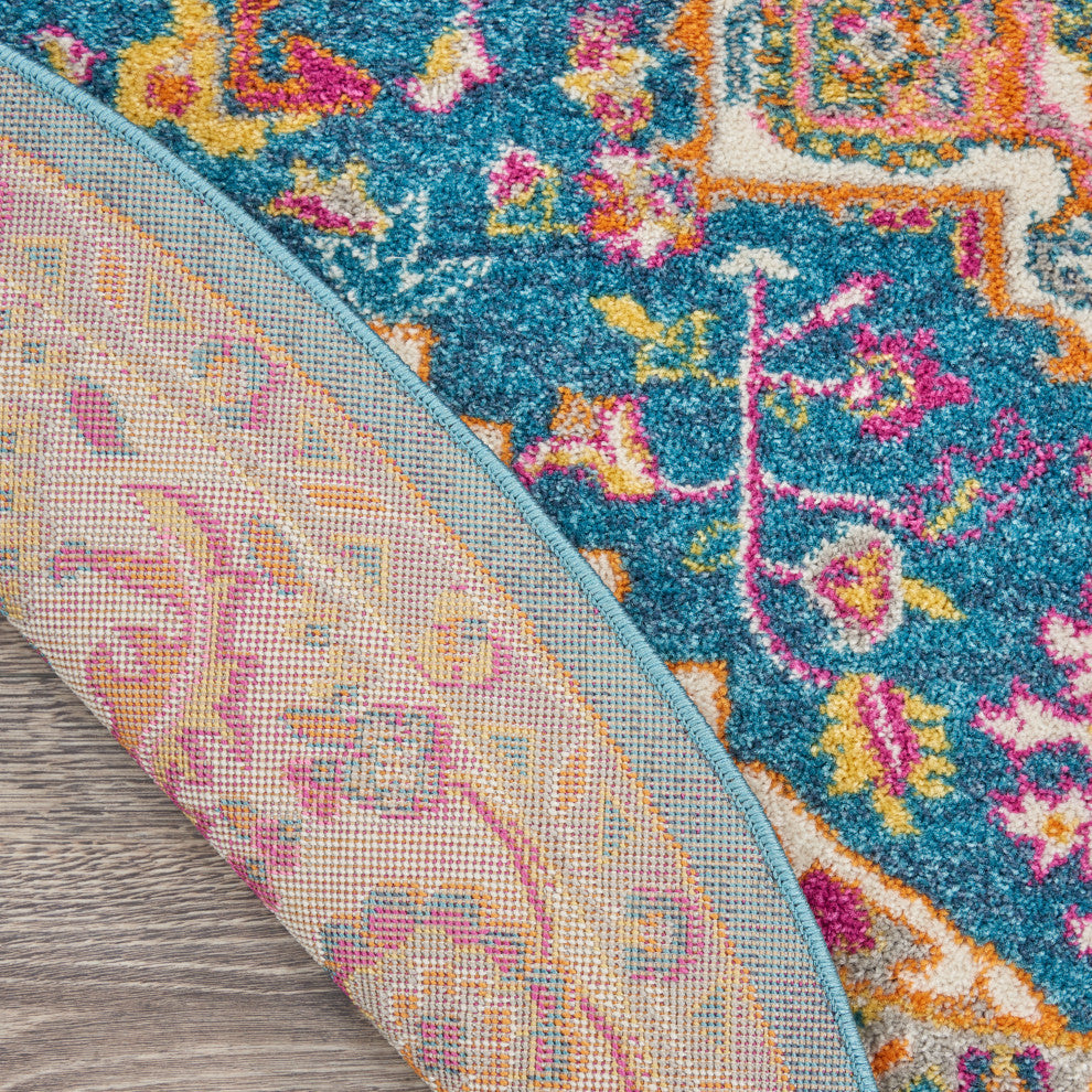 Nourison Passion 8' x Round Teal Multicolor Bohemian Indoor Area Rug