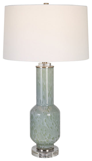 Contemporary Aqua Blue Gray Bubble Glass Table Lamp 30 in Clear Crystal Modern