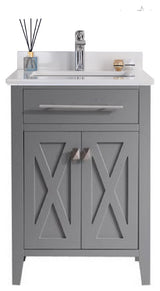 Wimbledon - 24 - Grey Cabinet + White Quartz Counter, no mirror