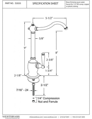 Premium Victorian 9" Cold Water Dispenser In Polished Nickel