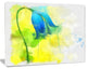 Blue Flower with Yellow Splashes, Large Floral Canvas Artwork, 20"x12"