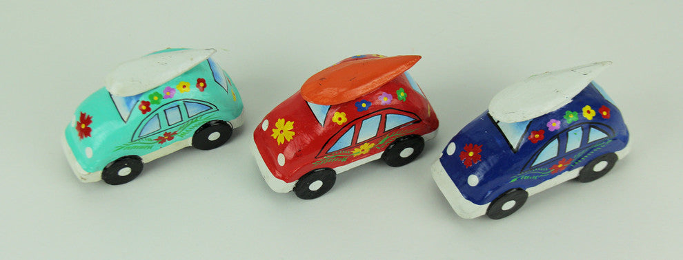 Colorful Wood Surfer Flower Power Beach Buggy Set of 3