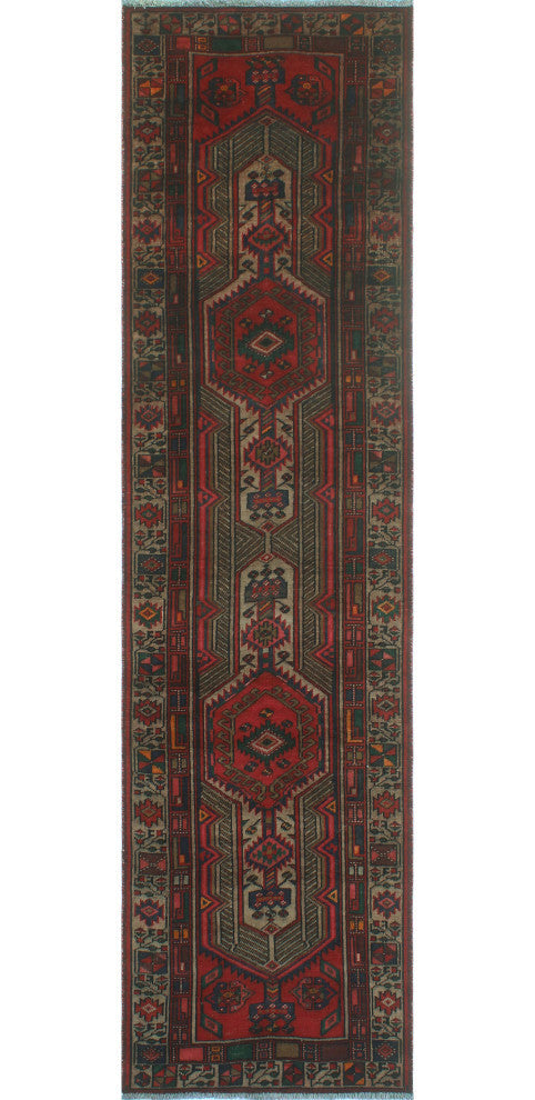 Fine Vintage Distressed Nadereh Rust/Beige Runner, 2'9x10'8