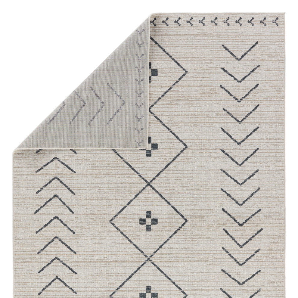 Machine Washable Vibe by Jaipur Living Taos Tribal Cream/ Dark Slate Area Rug, 2