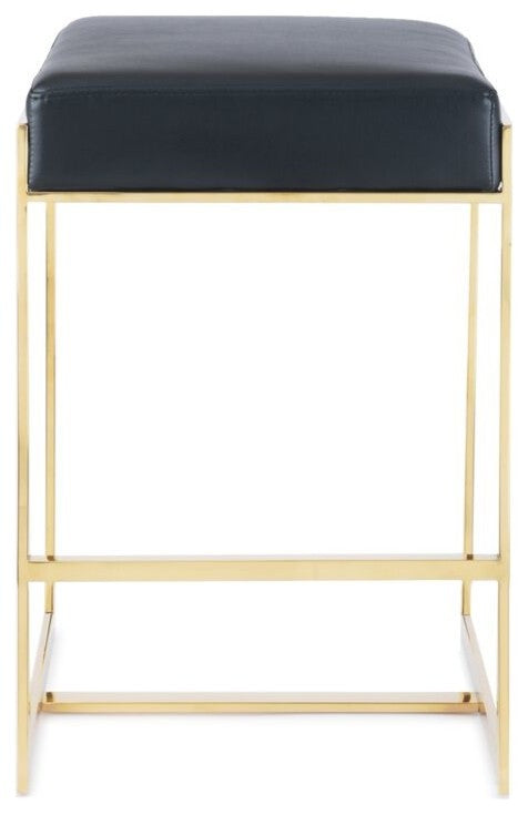 Logan Counter Stool, Polished Gold Stainless Steel Frame/Black Seat