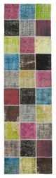 Rug N Carpet - Handwoven Turkish 2' 9" x 9' 9" Contemporary Patchwork Runner Rug