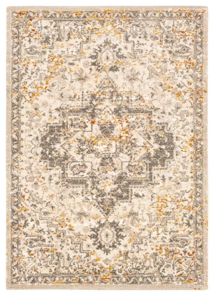 Surya Tuscany TUS-2307 5'3"x7'3" Rug, Champagne/Cream/Burnt Orange/Brown/Denim