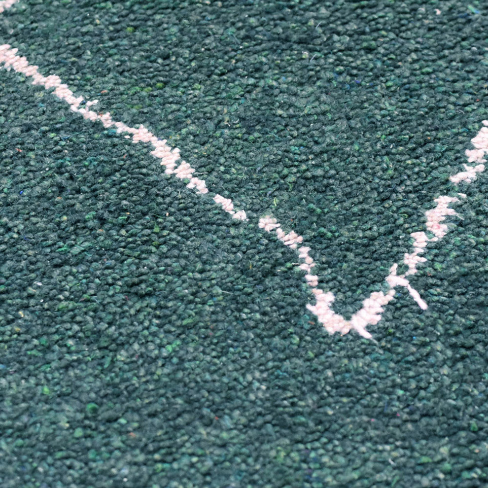 HAND KNOTTED LOOM SILK AREA RUGS-6'x9',Rectangle,Dark Green White,Contemporary