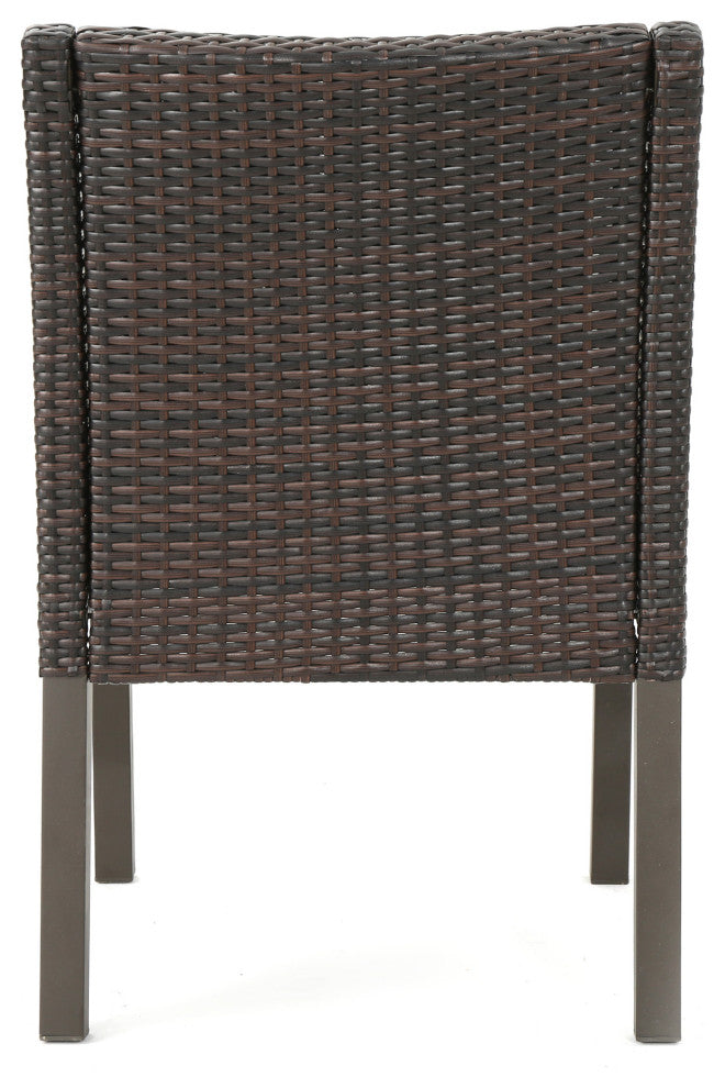 GDF Studio Antioch Outdoor Wicker Dining Chairs, Set of 2, Multi-Brown/Beige