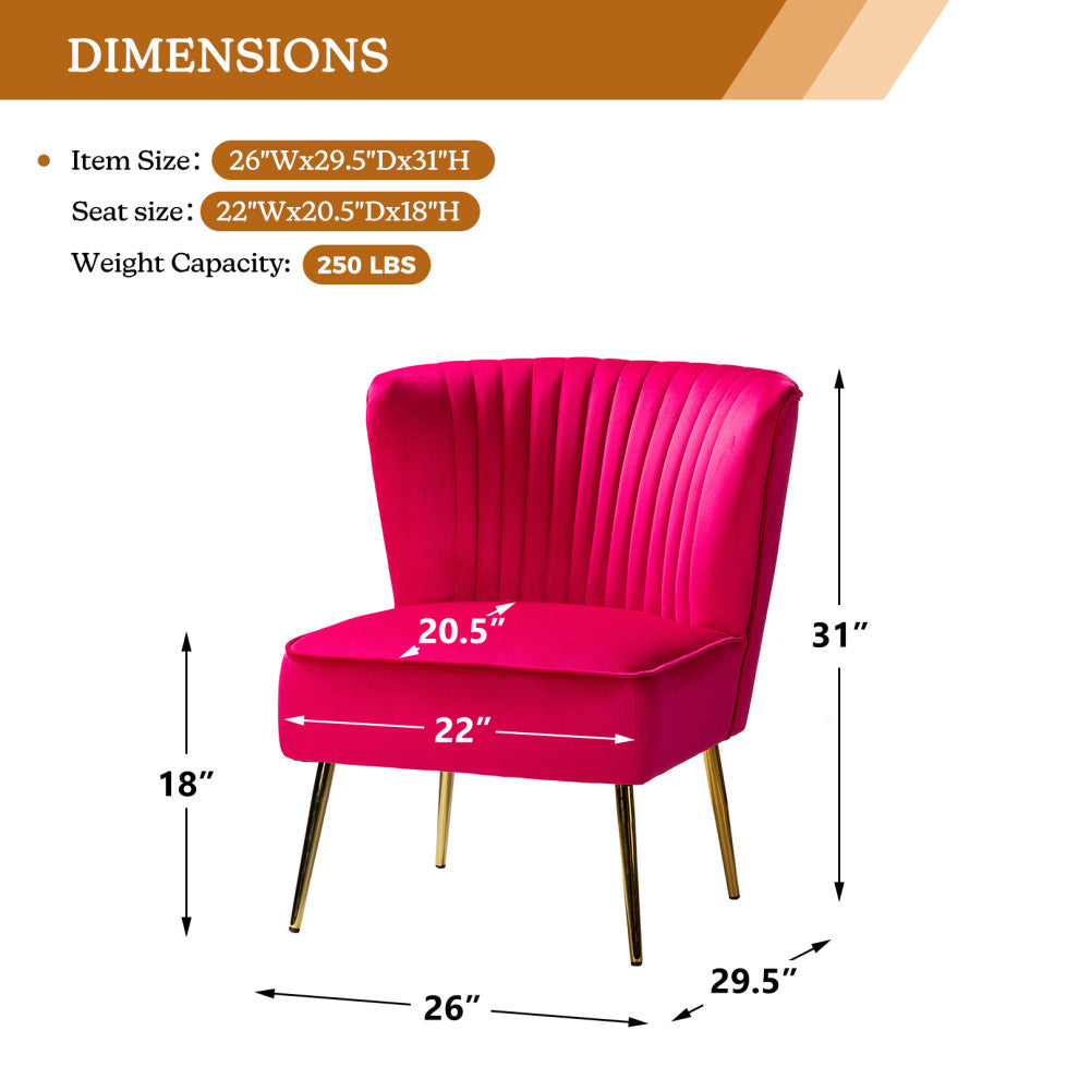 Velvet Accent Dining Chair, Fuchsia