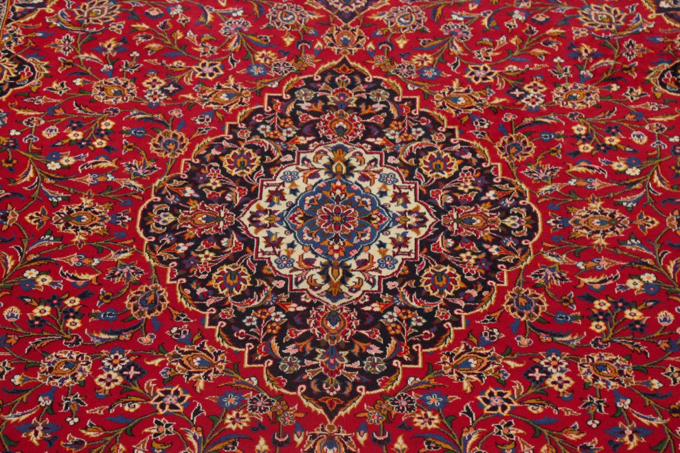 Consigned, Handmade Oriental Persian Vintage-Style Area Rug, Red, 10x13