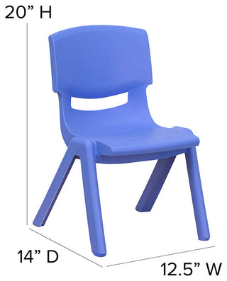 4 Pack Plastic Stackable School Chairs with 10.5" Seat Height, Blue