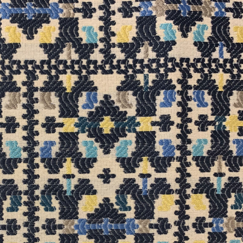 Plutus Blue Morocco Damask Luxury Throw Pillow, 24"x24"